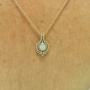 14k Yellow Gold Pendant with 5 mm 1/2 ct. Moissanite, 18 Gold Chain Handmade One of a Kind Pendant Made in the USA with Free Shipping image 6