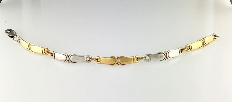 14k Yellow Gold and Sterling Silver Link Bracelet, 6 3/4, Handmade One of a Kind Bracelet Made in the USA with Free Domestic Shipping image 1