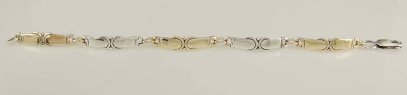 14k Yellow Gold and Sterling Silver Link Bracelet, 6 3/4, Handmade One of a Kind Bracelet Made in the USA with Free Domestic Shipping image 4