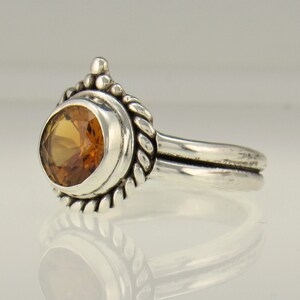 Sterling Silver 7 mm Golden Citrine Ring Size8 3/4, One of a Kind Handmade Artisan Ring Made in the USA with Free Domestic Shipping image 3