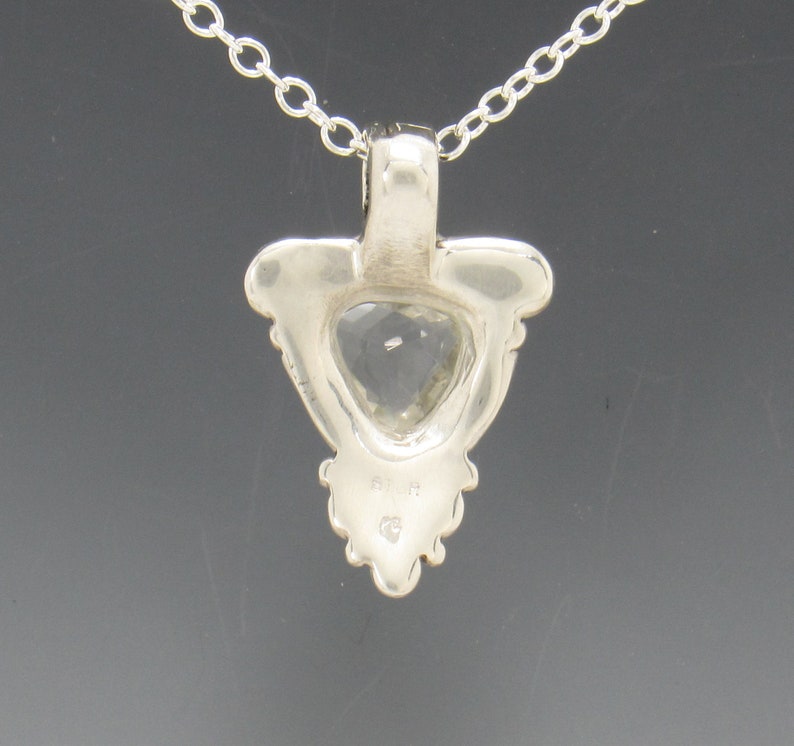 Sterling Silver 10mm Trillion White Topaz Pendant, has 18 Sterling Silver Chain, Handmade One of a Kind Artisan Pendant with Free Shipping image 3