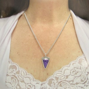 Sterling Silver 25x18 Sugilite Pendant with 20" Chain, Handmade One of a Kind Artisan Jewelry Made in the USA with Free Domestic Shipping! image 3