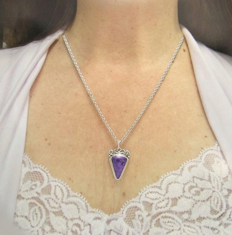 Sterling Silver 25x18 Sugilite Pendant with 20" Chain, Handmade One of a Kind Artisan Jewelry Made in the USA with Free Domestic Shipping! image 3