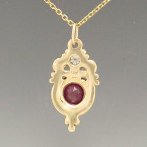 14k Yellow Gold Pendant with 8 mm 3.57ct. Ruby and 4 mm Moissanite Handmade One of a Kind Pendant Made in the USA with Free Shipping image 3