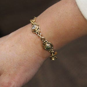 14k Yellow Gold Bracelet with Moissanites and Chatham Created Sapphires, 7 1/2, Handmade One of a Kind Artisan Bracelet Made in the USA image 6