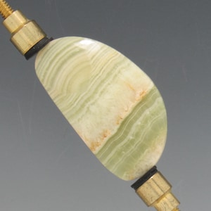 Cabujón suelto de ónix rayado verde y amarillo de Pakistán, 35x20 mm, 30,23 ct. Para hacer joyas o envolver cables, envío gratis