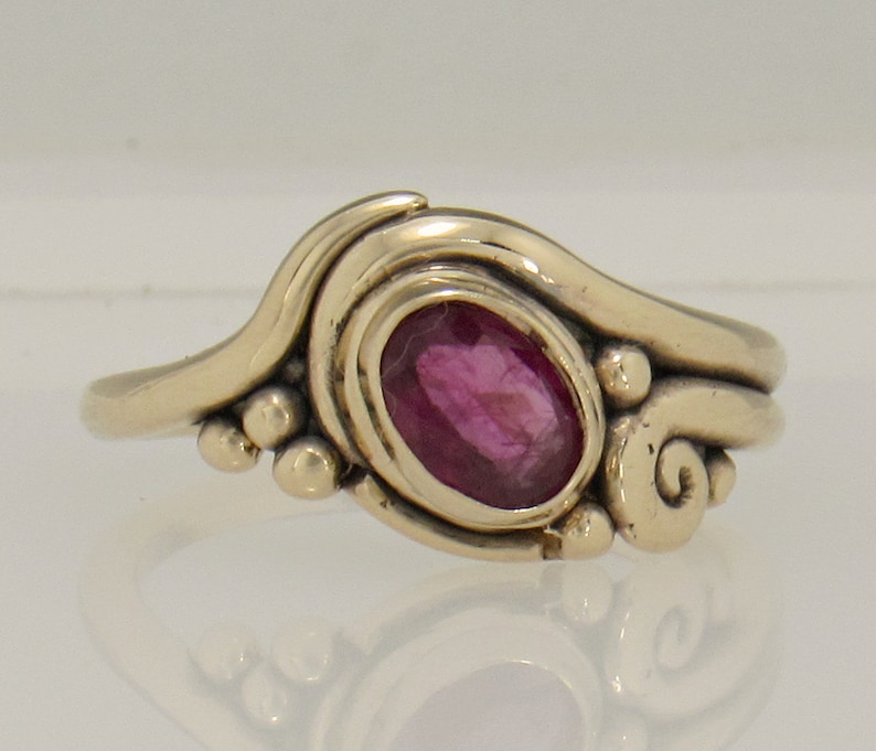 14ky Gold 7x5 mm Ruby Ring, Size 7 3/4, One of a Kind Artisan Jewelry Made in the USA with Free Shipping Stone is NOT Set Yet image 1
