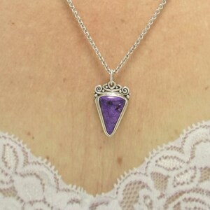Sterling Silver 25x18 Sugilite Pendant with 20" Chain, Handmade One of a Kind Artisan Jewelry Made in the USA with Free Domestic Shipping! image 4