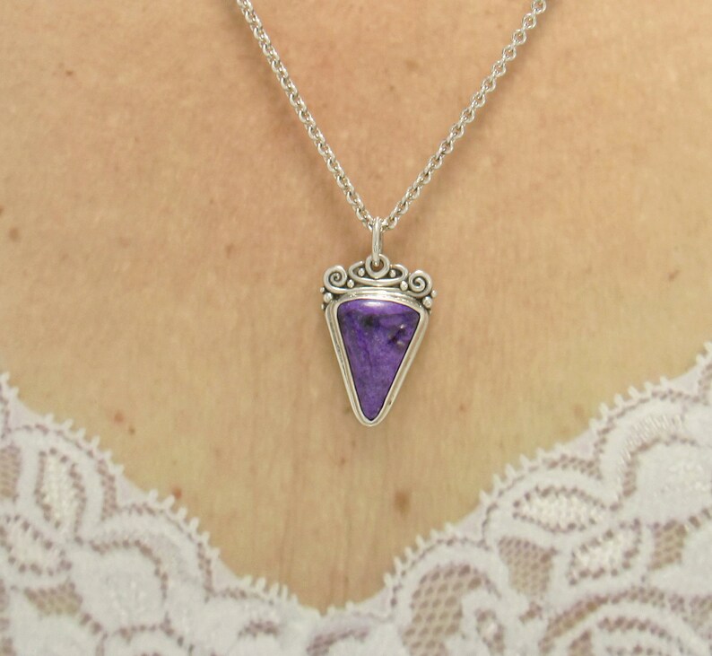 Sterling Silver 25x18 Sugilite Pendant with 20" Chain, Handmade One of a Kind Artisan Jewelry Made in the USA with Free Domestic Shipping! image 4