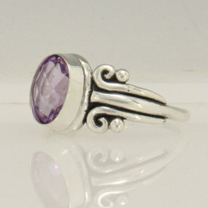 Sterling Silver 10x8 mm Amethyst Ring Size 8 3/4, Handmade One of a Kind Artisan Ring Made in USA with Free Domestic Shipping image 3