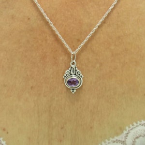 Sterling Silver 8x10mm Amethyst Pendant, Handmade One of a Kind Artisan Pendant made in the USA with Free Domestic Shipping image 6