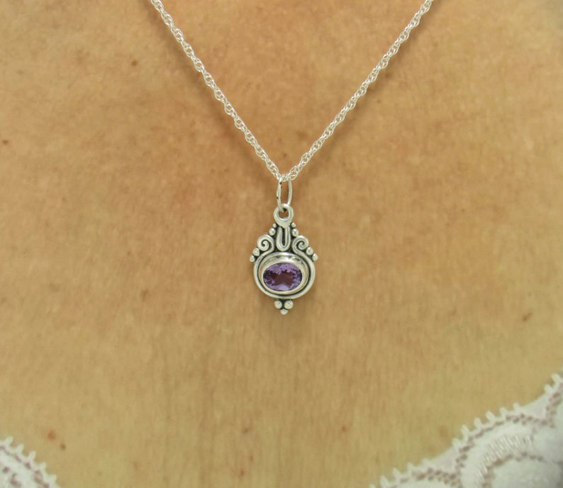 Sterling Silver 8x10mm Amethyst Pendant, Handmade One of a Kind Artisan Pendant made in the USA with Free Domestic Shipping image 6