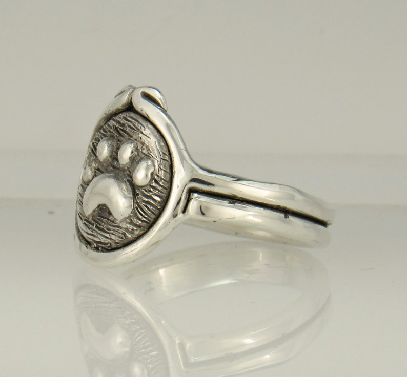 Size 9. Handmade One of a Kind Artisan Ring Made in the USA with Free Domestic Shipping Sterling Silver Paw Print Ring