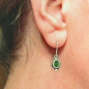 Sterling Silver 5x7 mm Chrome Diopside Earrings Handmade One of a Kind Artisan Earrings Made in the USA with Free Domestic Shipping image 4