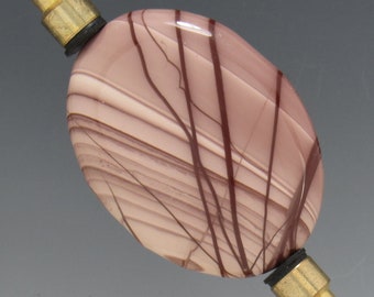 Loose Oval Willow Creek Striped Rose Jasper Cabochon for Jewelry Making or Wire Wrapping. 40x29 mm, 47.71 ct.  Free Shipping.