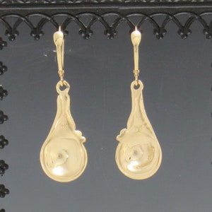 14ky Gold Unique Domed Earrings, Handmade One of a Kind Artisan Earrings Made in the USA with Free Domestic Shipping image 3