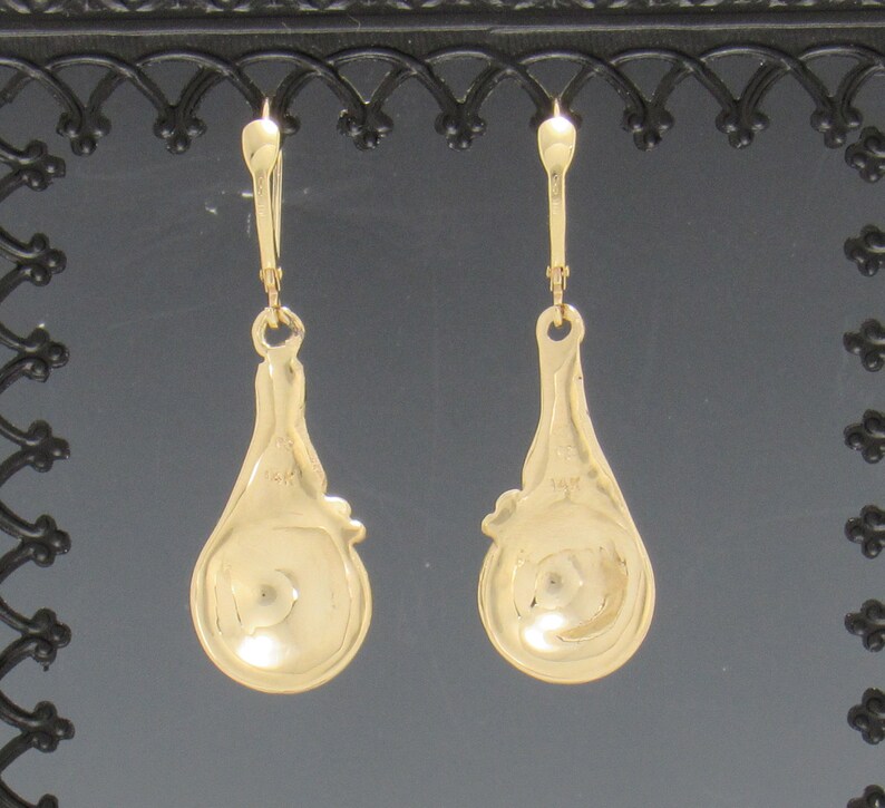 Boucles d'oreilles bombées uniques en or 14 carats, boucles d'oreilles artisanales uniques en leur genre fabriquées aux États-Unis avec livraison nationale gratuite image 3