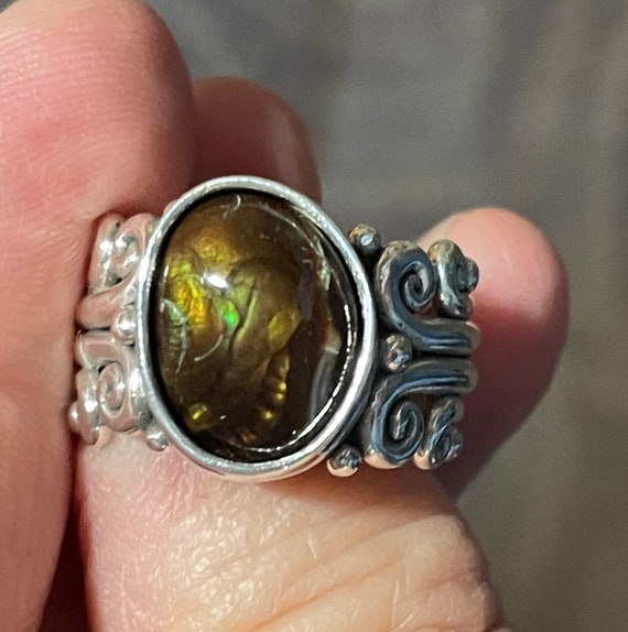 Sterling Silver 13x10 mm Free Form Fire Agate Ring, One of a Kind Bezel Set Handmade Artisan Ring, Made in the USA with Free Shipping.