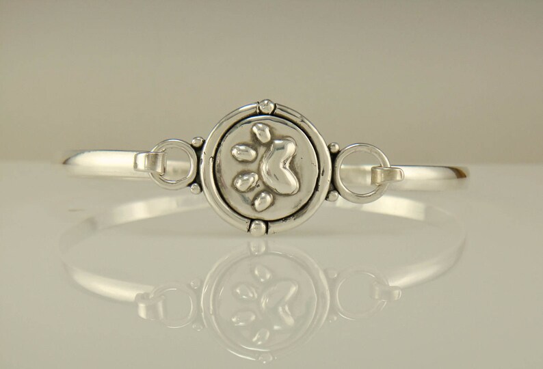 Sterling Silver Paw Print Bangle Bracelet OOAK Dog paw bracelet Pet Remembrance Pet Mom Free Shipping Dog Bracelet Paw Print