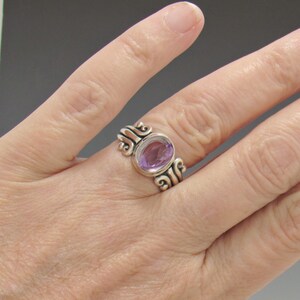 Sterling Silver 10x8 mm Amethyst Ring Size 8 3/4, Handmade One of a Kind Artisan Ring Made in USA with Free Domestic Shipping image 5