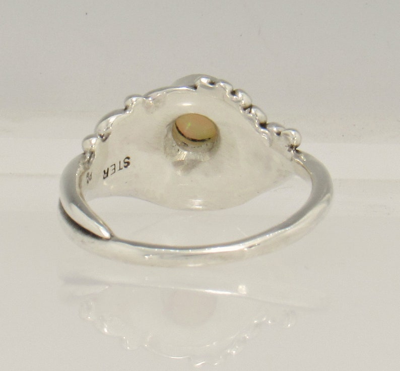 Sterling Silver 5.5 mm Ethiopian Opal Ring Size 8 1/4, Handmade One of a Kind Artisan Ring Made in the USA with Free Domestic Shipping image 4