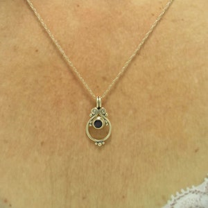 14k Yellow Gold Pendant with 5.5 mm Blue Sapphire, 18 Gold Chain Handmade One of a Kind Pendant Made in the USA with Free Shipping image 8