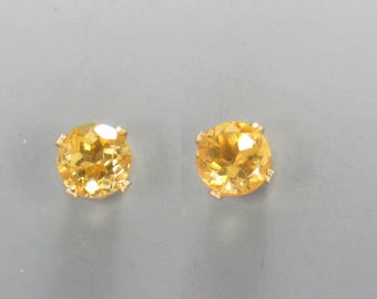Yellow Gold Filled 5mm Citrine 4 prong Post Earrings with Push back Ear nuts.