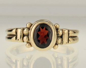 14k Yellow Gold Faceted Garnet Ring, Size 9 1/2, Handmade One of a Kind Gold Artisan Ring, Made in the USA with Free Domestic Shipping!