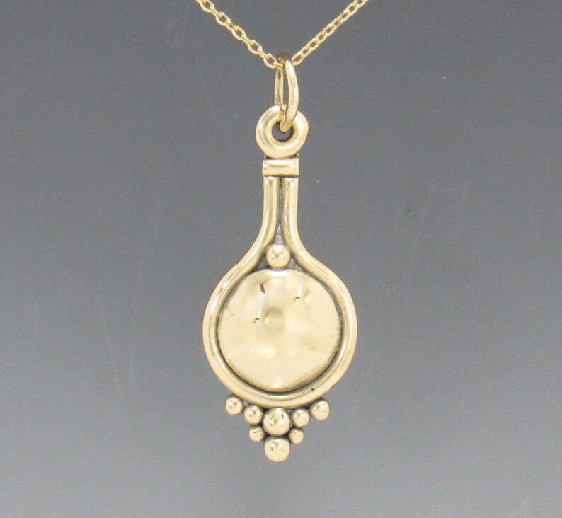 14k Yellow Gold Domed Pendant with 18 14ky Chain, Handmade One of a Kind Artisan Pendant Made in the USA with Free Domestic Shipping image 1