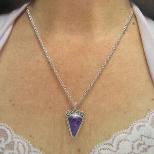 Sterling Silver 25x18 Sugilite Pendant with 20" Chain, Handmade One of a Kind Artisan Jewelry Made in the USA with Free Domestic Shipping! image 5
