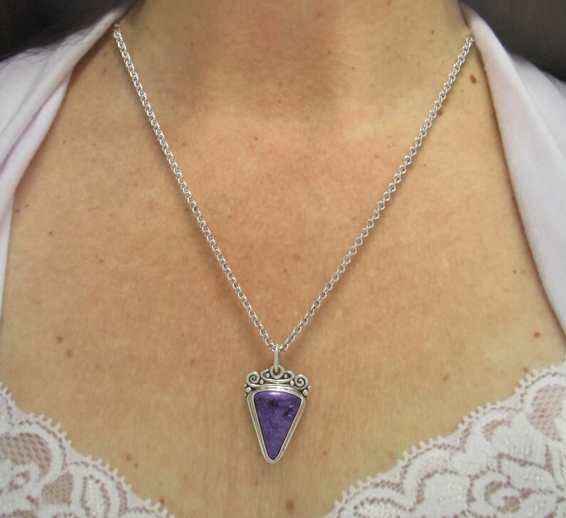 Sterling Silver 25x18 Sugilite Pendant with 20" Chain, Handmade One of a Kind Artisan Jewelry Made in the USA with Free Domestic Shipping! image 5