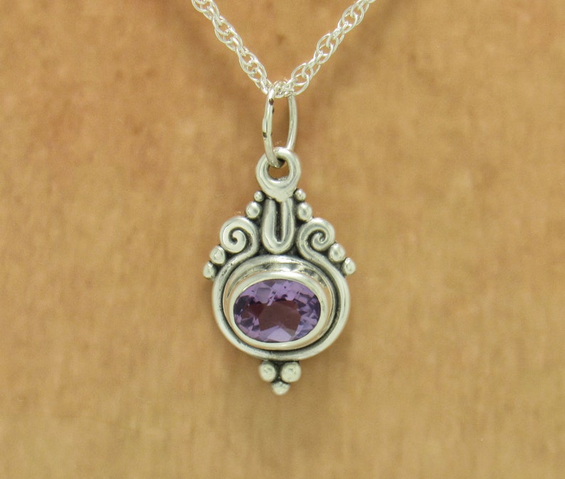 Sterling Silver 8x10mm Amethyst Pendant, Handmade One of a Kind Artisan Pendant made in the USA with Free Domestic Shipping image 9