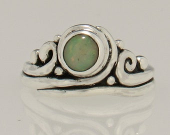 Sterling Silver 6mm Ethiopian Opal, Size 7 1/4, Handmade One of a Kind Artisan Jewelry Made in the USA with Free Domestic Shipping!