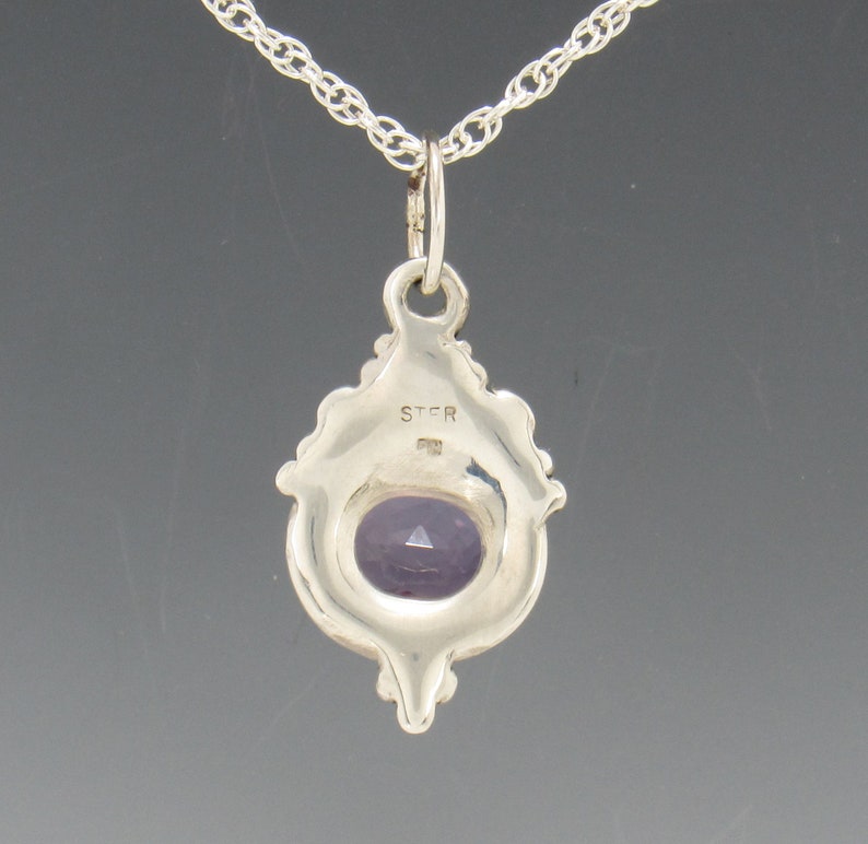 Sterling Silver 8x10mm Amethyst Pendant, Handmade One of a Kind Artisan Pendant made in the USA with Free Domestic Shipping image 3