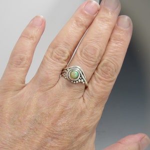 Sterling Silver 5.5 mm Ethiopian Opal Ring Size 8 1/4, Handmade One of a Kind Artisan Ring Made in the USA with Free Domestic Shipping image 9