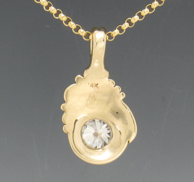 14k Yellow Gold Pendant with 8 mm 1.60ct. Moissanite, 18 Gold Chain Handmade One of a Kind Pendant Made in the USA with Free Shipping imagem 3