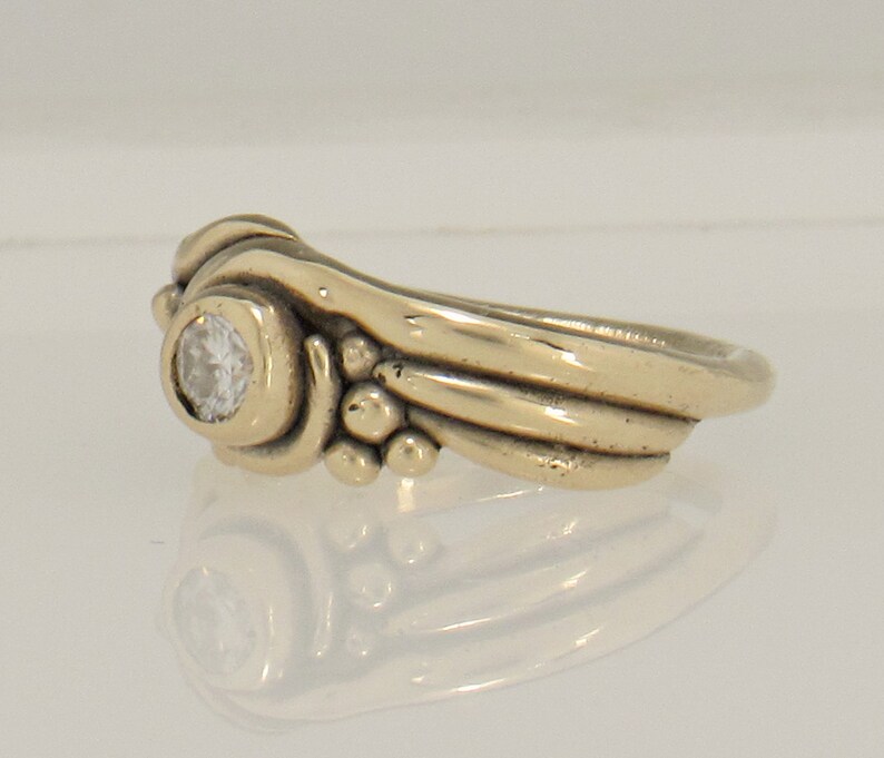 14ky Gold 4 mm Moissanite Pinky or Midi Ring, Size 4 1/4, Handmade One of a Kind Artisan Ring Made in the USA with Free Shipping. image 3