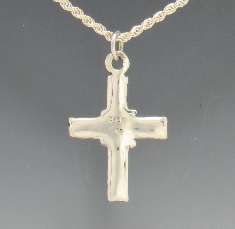 Plain Sterling Silver Cross with 18 Chain, Handmade One-of-a-Kind Artisan Cross Made in the USA with Free Domestic Shipping. image 2