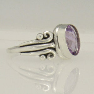 Sterling Silver 10x8 mm Amethyst Ring Size 8 3/4, Handmade One of a Kind Artisan Ring Made in USA with Free Domestic Shipping image 2