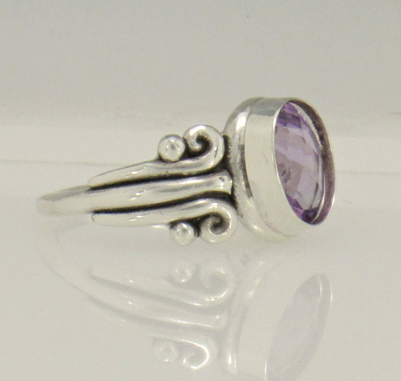 Sterling Silver 10x8 mm Amethyst Ring Size 8 3/4, Handmade One of a Kind Artisan Ring Made in USA with Free Domestic Shipping image 2