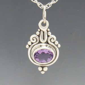 Sterling Silver 8x10mm Amethyst Pendant, Handmade One of a Kind Artisan Pendant made in the USA with Free Domestic Shipping image 1