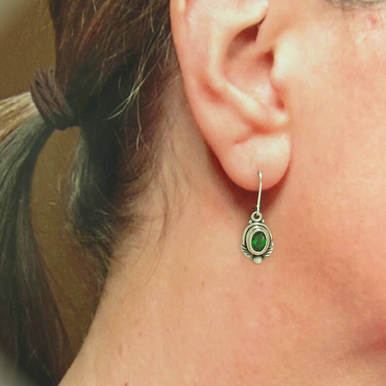 Sterling Silver 5x7 mm Chrome Diopside Earrings Handmade One of a Kind Artisan Earrings Made in the USA with Free Domestic Shipping image 6