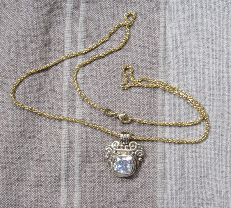 14k Yellow Gold Pendant with 10 mm Cushion Cut Moissanite, 4.20 ct. 18 Gold Chain One of a Kind Pendant Made in the USA, Free Shipping. zdjęcie 10