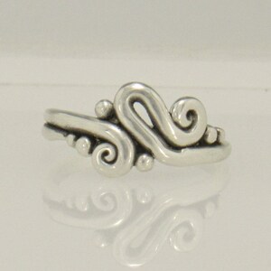 Sterling Silver Swirl Ring Handmade One of a Kind Artisan Ring Made in the USA with Free Shipping, Size 7. image 1