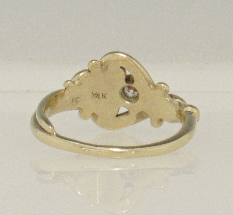 14ky Gold Heart Ring with 3.5mm Moissanite, Size 9, Handmade One of a Kind Ring Made in the USA with Free Shipping. Gold Promise Ring. image 4