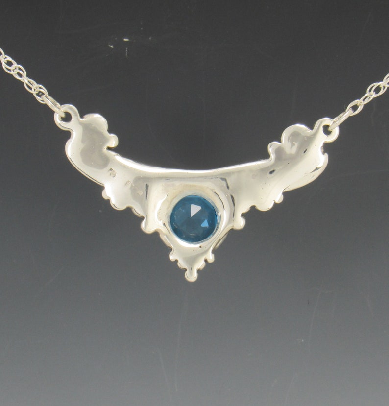 Sterling Silver 10mm Blue Topaz Necklace, Handmade One of a Kind Artisan Jewelry Made in the USA with Free Domestic Shipping image 2