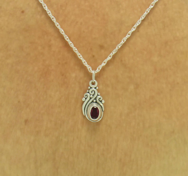 Sterling Silver 7x5mm Lab Created Ruby Pendant, has 18 Sterling Silver Chain, Handmade One of a Kind Artisan Jewelry with Free Shipping image 7