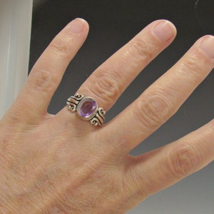 Sterling Silver 10x8 mm Amethyst Ring Size 8 3/4, Handmade One of a Kind Artisan Ring Made in USA with Free Domestic Shipping image 6