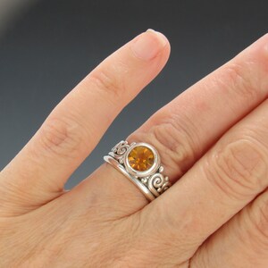 Silver 950 Citrine Ring Size 8
