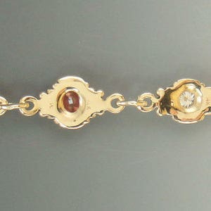 14k Yellow Gold Bracelet with Moissanites and Chatham Created Sapphires, 7 1/2, Handmade One of a Kind Artisan Bracelet Made in the USA image 3